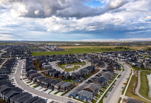 Aerial of Pine Creek in Southwest Calgary